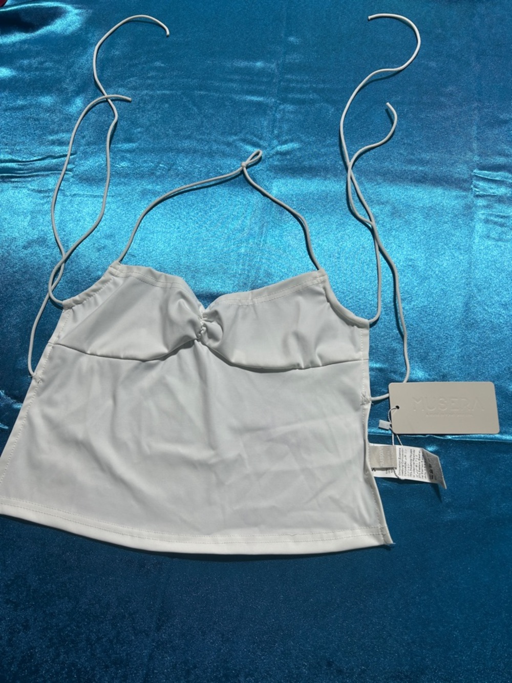 White Knot-Front Halter Camisole Top